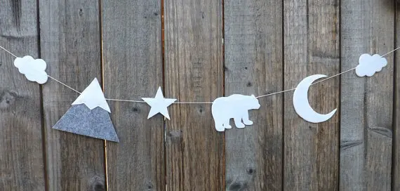 Polar Bear Moon North Pole Alaska Felt Garlands Christening Buntings Polar Bear Moon North Pole Alaska Felt Garlands Christening Buntings Nursery Banners Wedding Birthday Bridal Baby