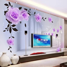 Пользовательские 3D стерео фиолетовая роспись с изображением роз обои для спальни гостиной ТВ диван фон обои для стен Современные обои