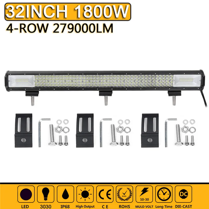 

32 inch 4-Row LED Light Bar Spotlight Combo Flood Led Work Light Bar for Car Truck SUV ATV Roof Dome LED Lamp Bar