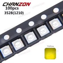 100 шт. 3528 1210 SMD Желтый светодиодный чип 20mA SMT поверхностное количество 590nm Ультраяркий свет излучающий диод лампы электронные компоненты