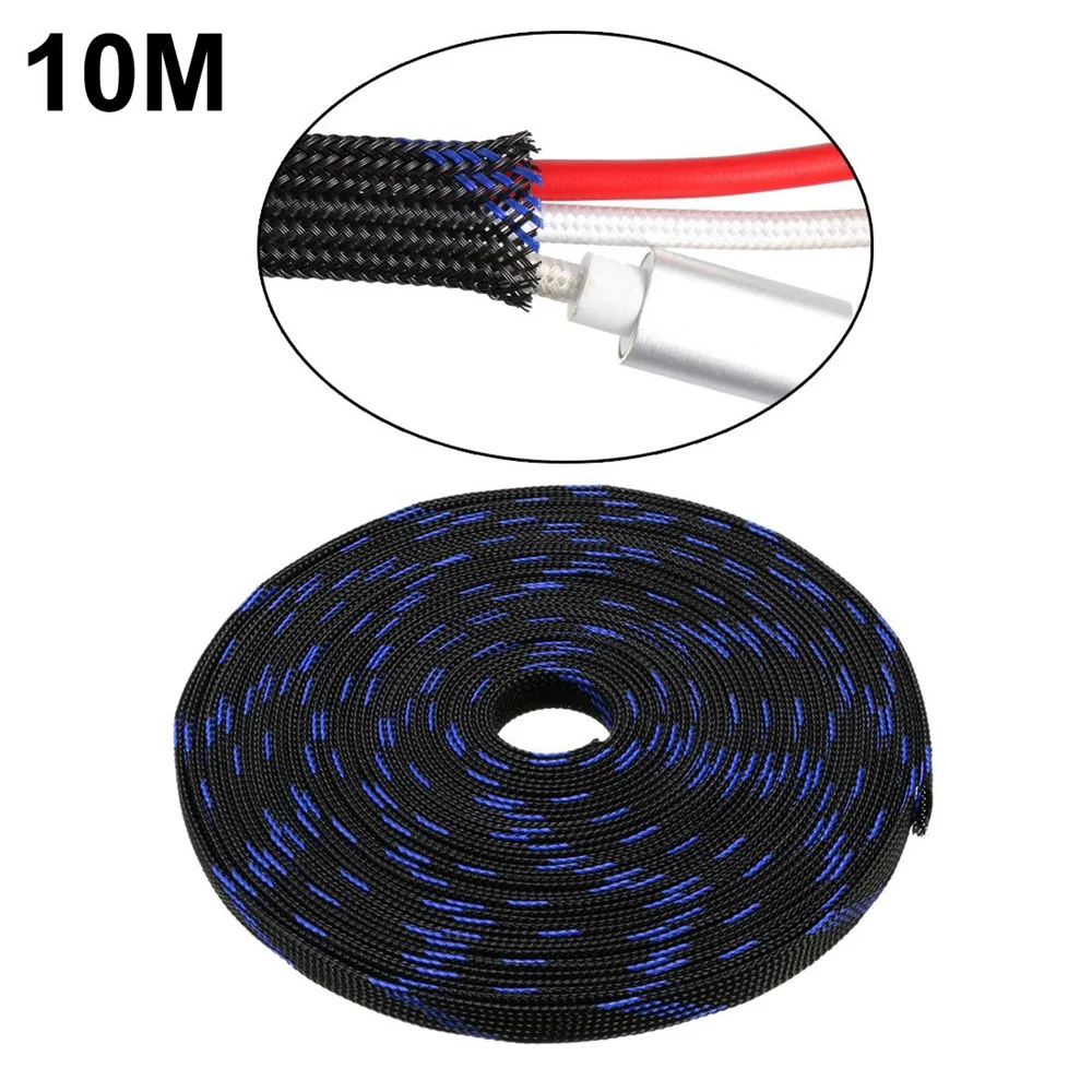 Афбк ПЭТ плетеная оплетка 32,8 футов 10 м расширяемая кабельная обёртка 10 мм диаметр провода оболочка синий черный