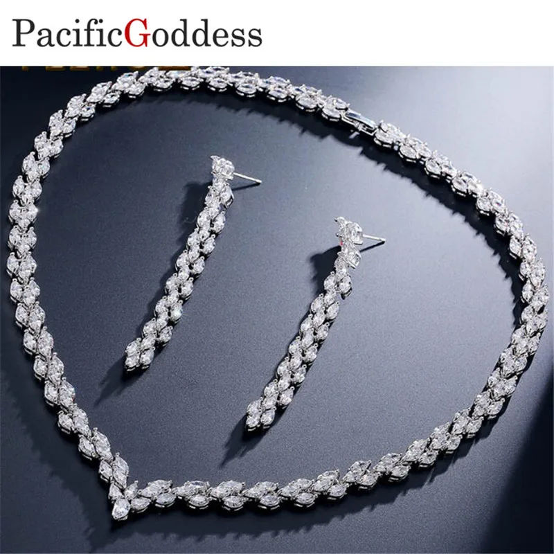 

pacificgoddess Boom Luxury Twist Wedding Bride Cubic earrings Necklace Jewel Set brilliant Jewellery Addiction very nice