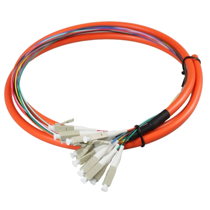 LC 12 cores Simplex mode fanout fiber pigtail LC Connector multimode 1.5M Bundle fiber optic