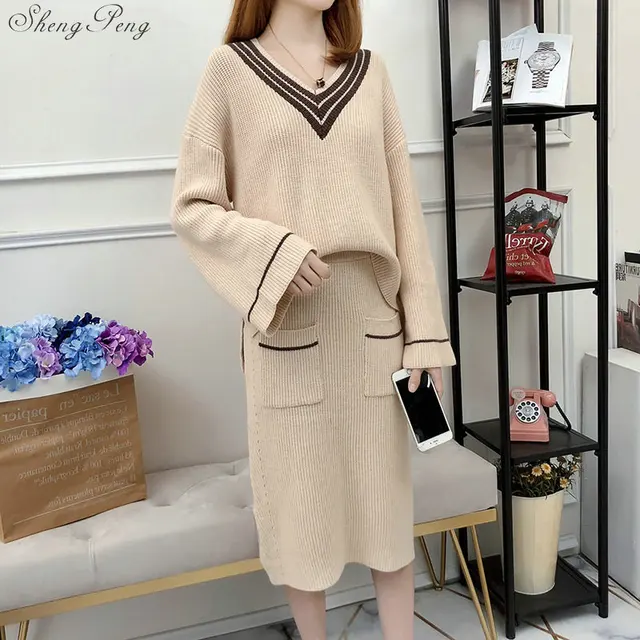 Best Offers 2018 Autumn Womans Knitted Suits Solid Color Loose Sweater + Mid Pencil Skirt Sets Women Warm Winter Knit Two-Pieces Suit V1205 Best Offers 2018 Autumn Womans Knitted Suits Solid Color Loose Sweater + Mid Pencil Skirt Sets Women Warm Winter Knit Two-Pieces Suit V1205