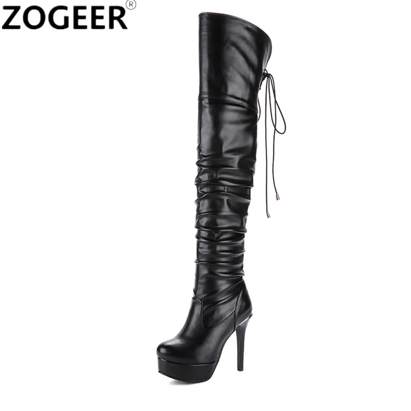 

Plus size 48 New Women Thigh High Boots Fashion over the knee Boots Sexy Platform High Heels Ladies Nightclub Party Shoes Woman