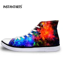 Instantarts Весна Мужские кеды модный бренд супер Galaxy Star Обувь на плоской подошве на шнурках Спортивная обувь Для мужчин летняя Высокая парусиновая обувь для хип-хопа