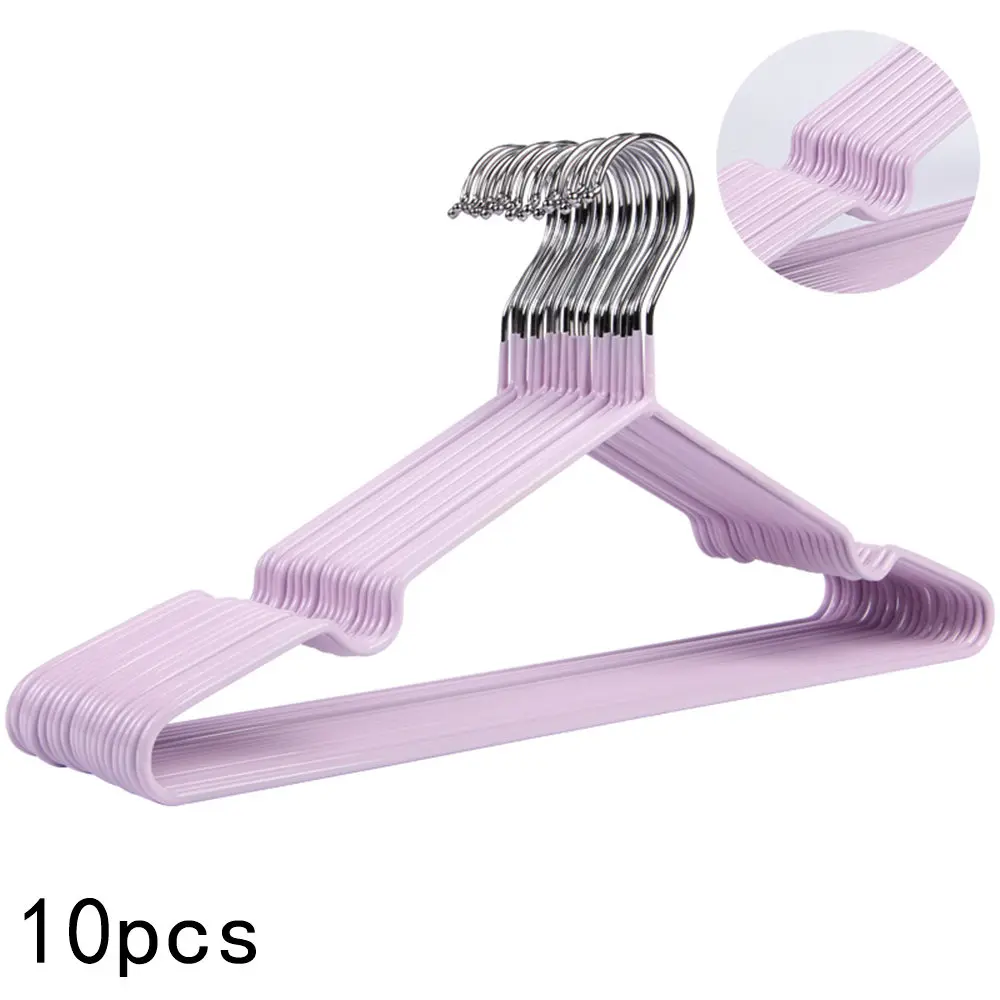 10pcs 40cm Adult Non-Slip Metal Hanger Hanging For Coats Jackets Pants Dress Clothes Accessories Rack Clothing Wardrobe Storage - Цвет: Purple