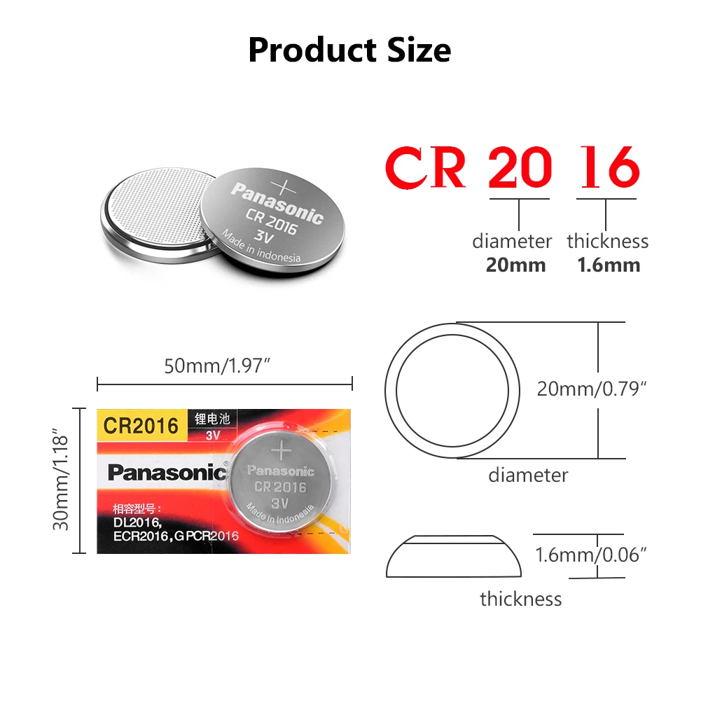 Panasonic Высокое качество литиевая батарея 3 в cr2016 кнопка батареи часы монета батареи cr DL2016 ECR2016 для основной платы игрушки