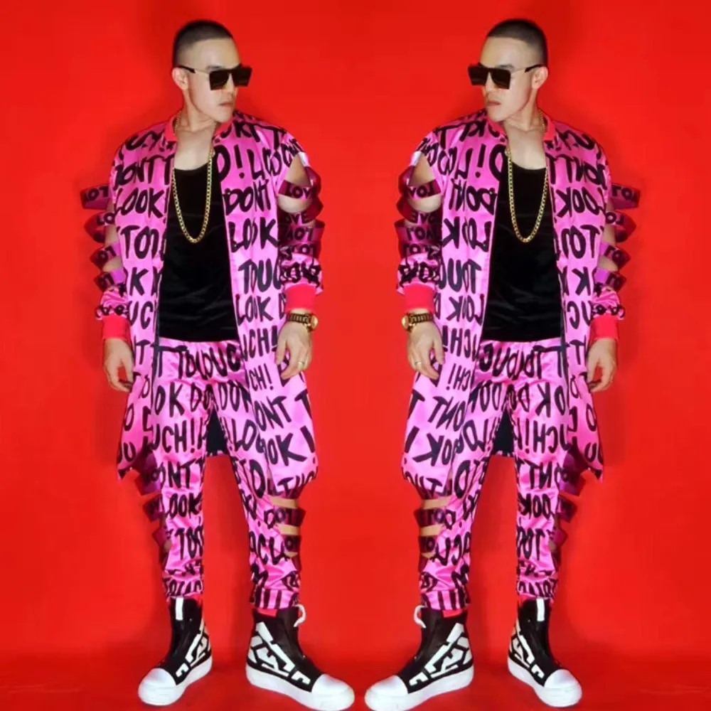 5404 15 De Descuentodisfraces Cantante De Discoteca De Fiesta Con Letras Caladas De Color Rosa Fluorescente Para Hombre Dj Hip Hop Rock Ds On