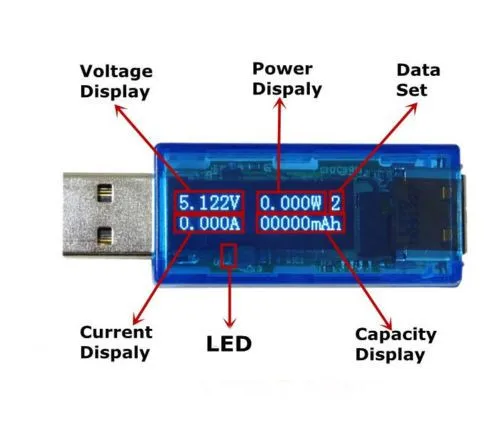 Белый 4 цифровой OLED USB зарядное устройство мощность Ток Напряжение детектор тестер метр