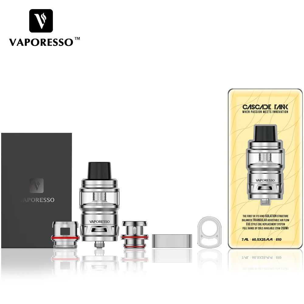 Original Vaporesso Cascade Subohm Tank 7ML Capacity Vape Atomizer 510 Tread Use GTM Coil 25-200W Electronic Cigarette Vaporizer (1)