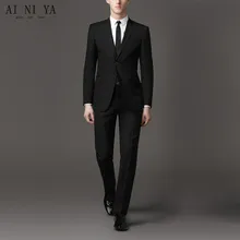 Мужской костюм элегантный черный жениха костюм официальных мероприятиях контракт зерно пряжки cultivate One's morality мужчин костюм