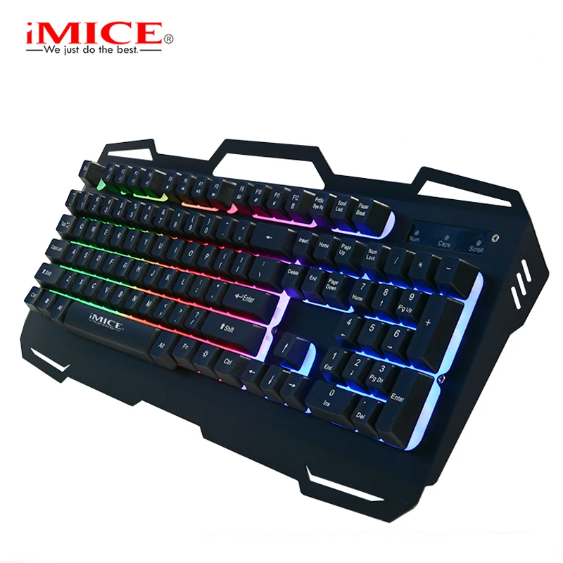 

Mechanical Feel Gaming Keyboard With Russian Sticker Wired Metal Base LED Backlit Desk Teclado Keyboard Gamer for CSGO Dota 2