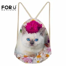 FORUDESIGNS/Женская спортивная сумка мешочек с кулиской для йоги и танцев принт, прекрасная кошечка Gymsack сумка рюкзак для танцев сумка На открытом воздухе