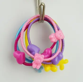 

Free Shipping 100pieces/lot Mixed Color Kawaii Cartoon Hair Band Children Girl for Prize Rubber string Makeup Tool Wholesale