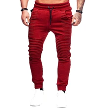 Pants Men Hip Hop Modis Sweatpants Striped Pleated Stretch Harem Pant Male Casual Slim Feet Pants Fitness Joggers Pantalon Homme