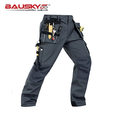 Новые высококачественные мужские рабочие брюки, рабочие брюки с несколькими карманами, рабочая одежда - Цвет: B131-Grey
