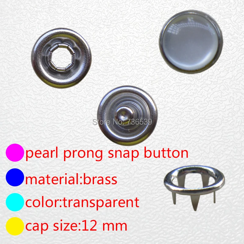 FREE SHIPPING 1000sets+fixing tool 12mm prong snap button with white pearl metal fastener snap