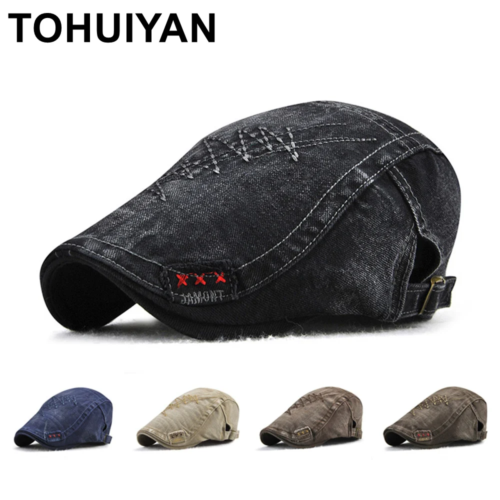 TOHUIYAN Мужские Винтажные хлопковые газетные кепки Gorras Para Hombre Duckbill Hat Baker Boy Golf Peaked головные уборы мужские повседневные таксисты Ivy головные уборы