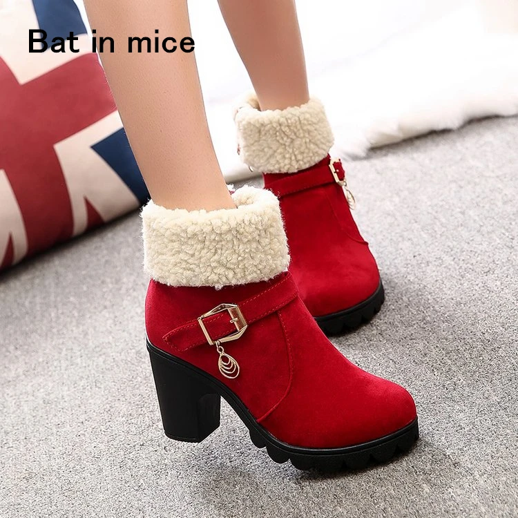 

plus size 35-41 New Winter Women warm Boots casual women boots Ladies high heels Snow Boots Shoes pumps Woman Botas Mujer A048