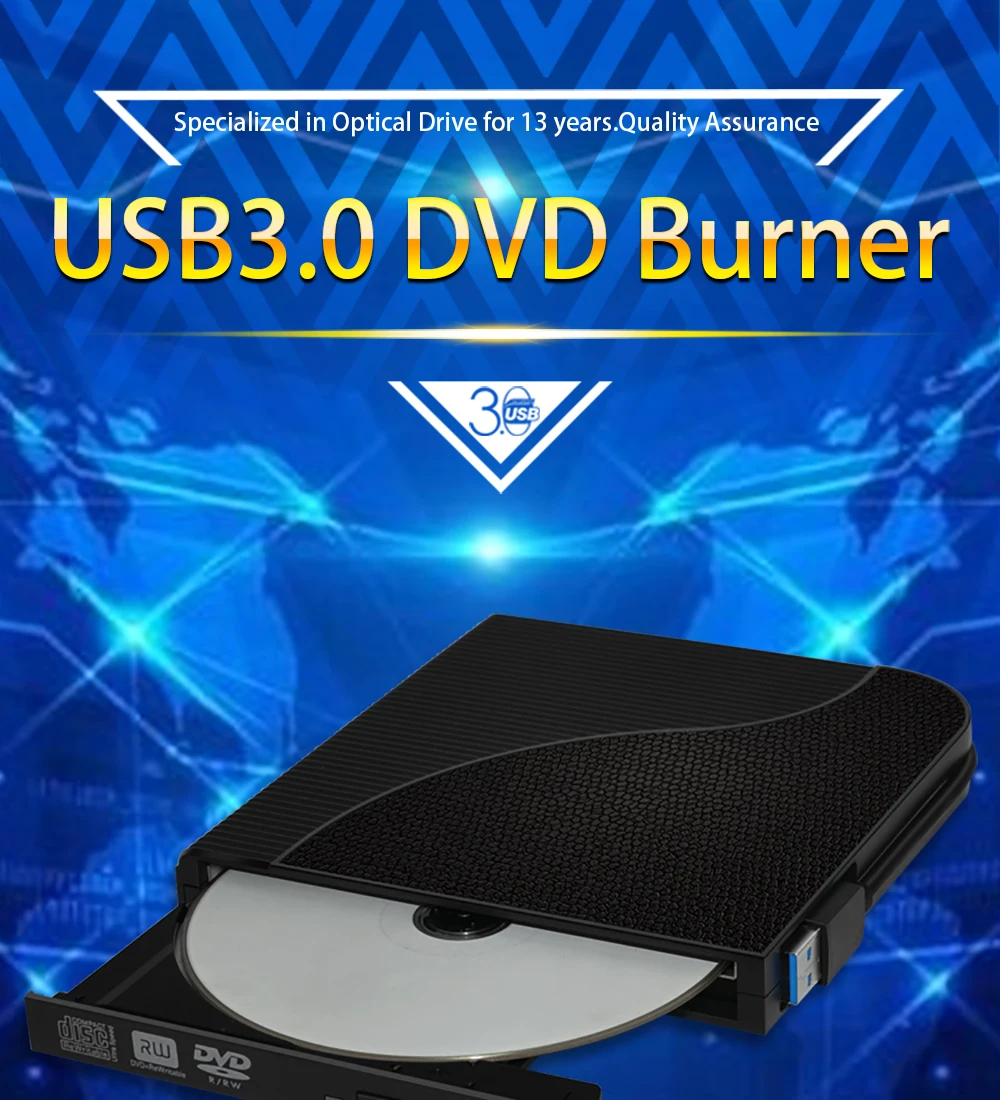 Deepfox внешний DVD rom Оптический привод USB 3,0 CD/DVD RW плеер горелки портативный ридер рекордер для ноутбука