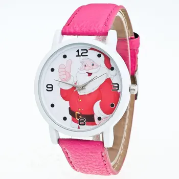 

Kawaii Santa Claus Pattern Fashion Women Quartz Watch Leather Strap Minimalist Wristwatches For Dropshipping Montre Femme