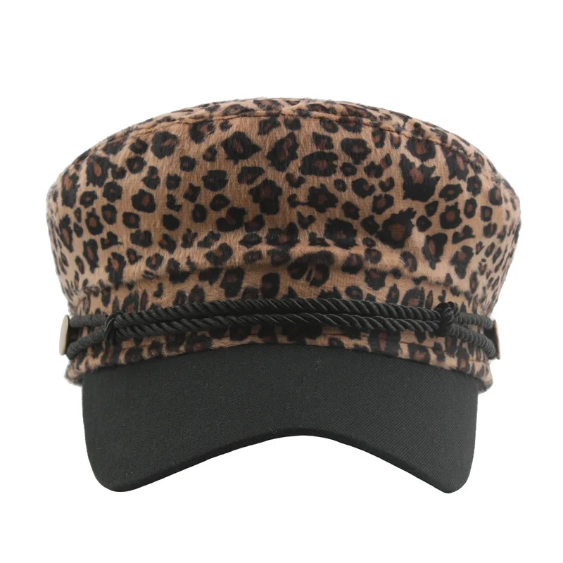 Повседневная Женская кепка с леопардовым принтом, Зимняя кепка с плоской веревочкой, Женская Повседневная бейсбольная кепка, модная кепка в стиле милитари