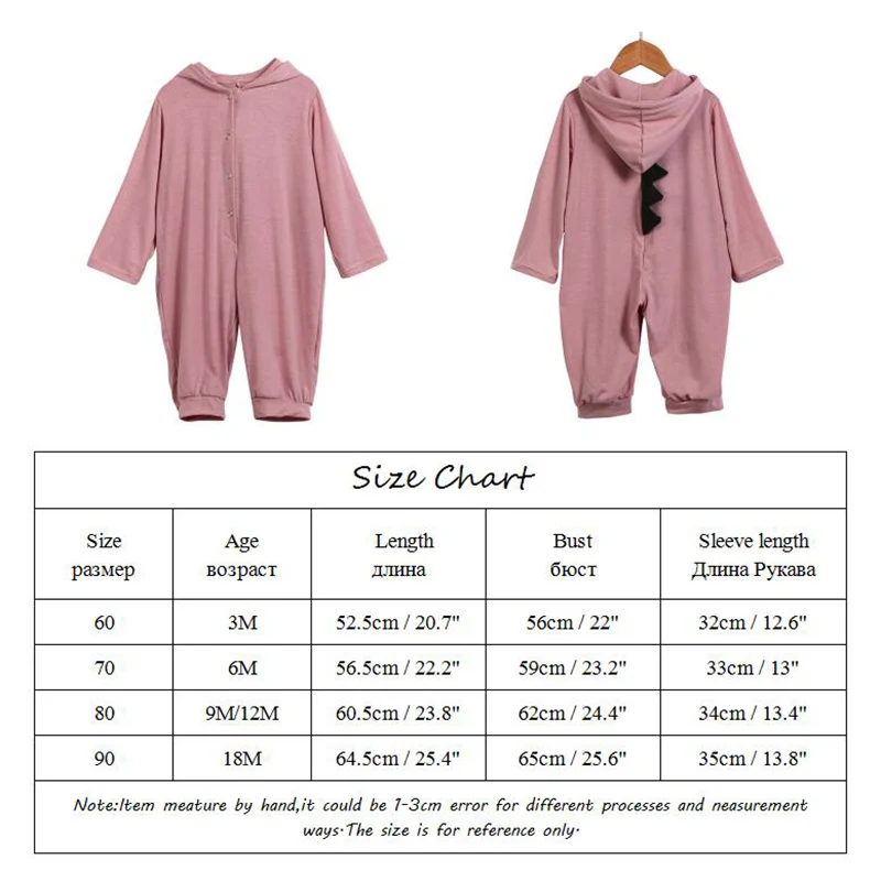Baby Rompers Toddler Boy Girl Cute 3D Dinosaur Jumpsuit Spring Warm Clothes Solid Cotton Romper Unisex Hooded Playsuit Clothing (7)