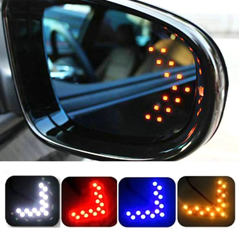 2 Pcs 14 SMD LED Arrow Panel for Car Rear View Mirror Indicator Turn