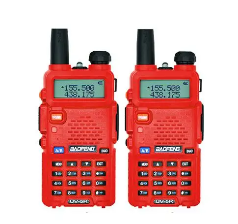 2 шт./лот Baofeng UV-5R Walkie Talkie радиолюбителей uhf& УКВ 136-174 мГц и 400-520 мГц 128 Dual Band двухстороннее радио 5 Вт КВ трансивер рация баофенг - Цвет: 2xUV5R Red