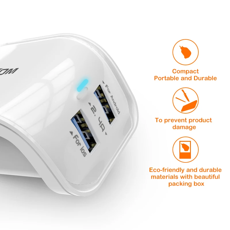 MOXOM USB зарядное устройство 22W 2.4A EU Plug USB зарядное устройство для iPhone 7 6 6s iPad Адаптер зарядного устройства Dual Ports для Samsung зарядное устройство для телефона