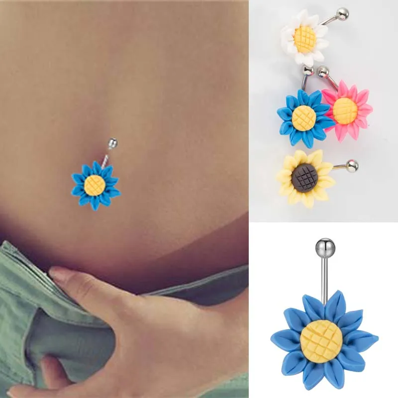 1Pc Belly Rings Sunflower Piercing Belly Button Rings Body Piercing