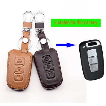 

Leather Car Key Case Keychain Keyboard Cover For KIA RIO K2 K5 iX35 i2020 HB20 Key Duster 3 Button Smart Key shell Accessories