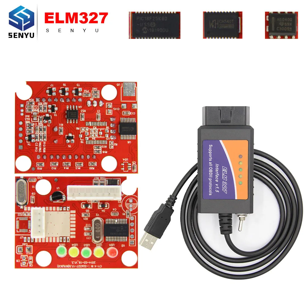 

HS CAN / MS CAN ELM327 V1.5 PIC18F25K80 For FORScan ELM 327 USB For Windows XP/7 32bits For Ford CH340 OBDII Code Scanner