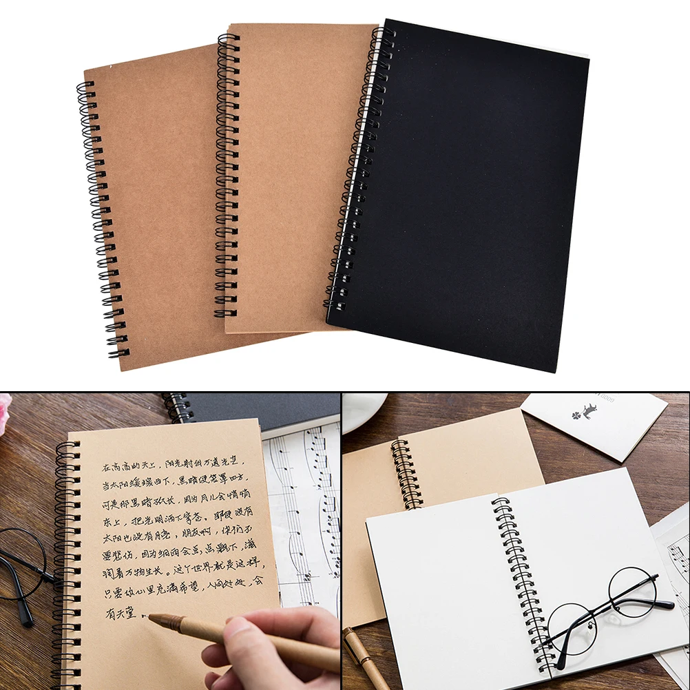 1 PC DIY Vintage Retro Kraft Paper Notebook With Blank Paper For Sketching Kids Gift Korean Stationery