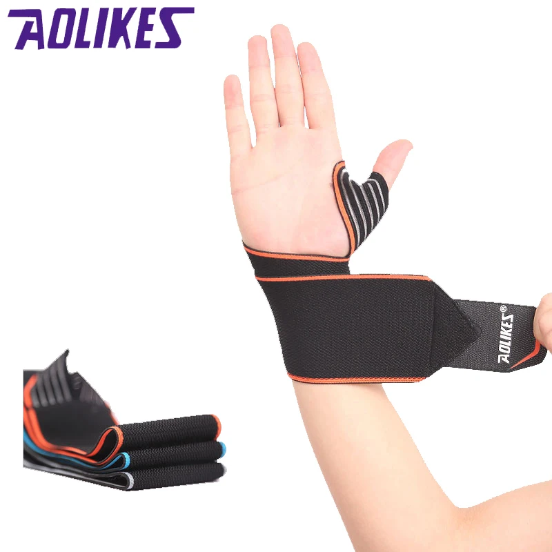 

1 PC Wrist Weightlifting Gym Gloves Sports Wrap Safety Strap Fitness Basketball Carpal Tunnel Volleyball Thumb Support HBK117