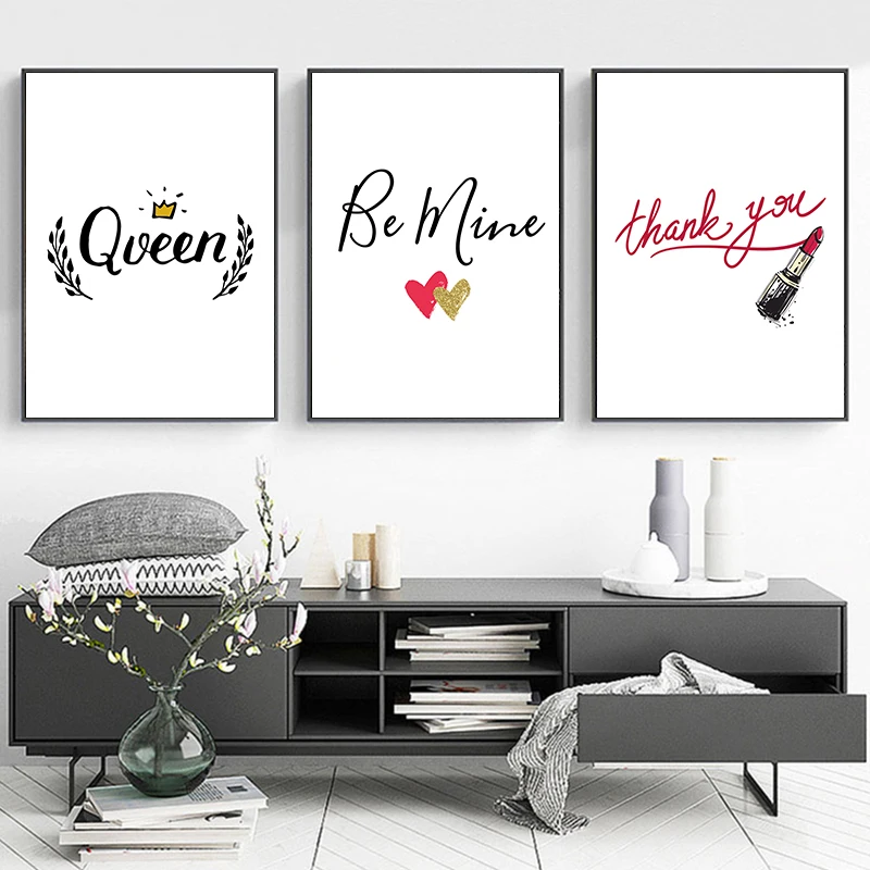 

Modern Queen Lipstick Thanks Inspirational Digital Painting Girl Home Poster Wall Art Print Canvas Painting Picture Decoration