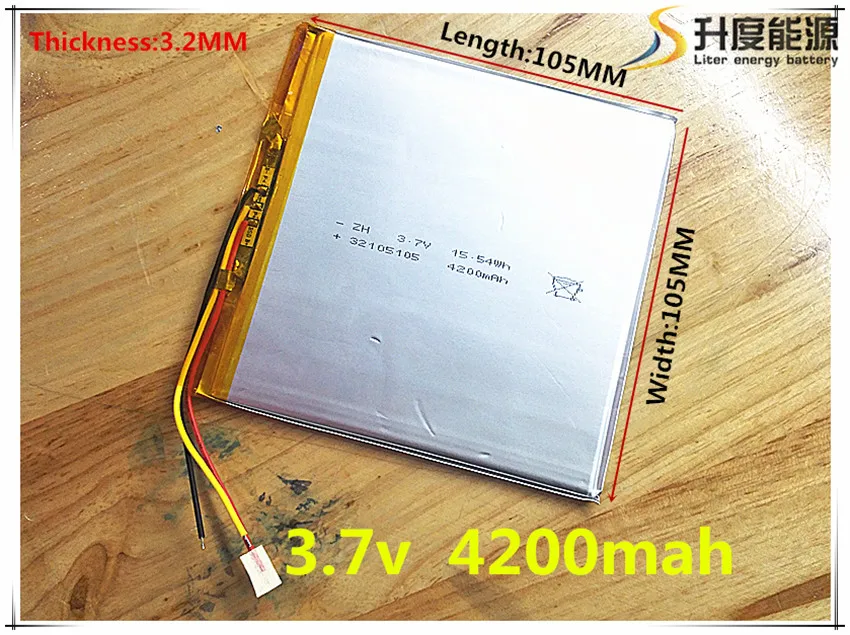 

Tablet battery 3 wire 32105105 3.7V 4200MAH smart home MP3 speakers Li-ion battery for dvr,GPS,mp3,cell phone,speak