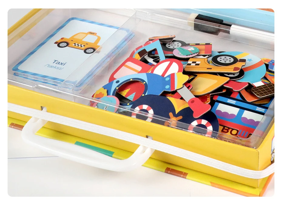 Magnetic Cartoon Puzzle 3D Traffic Matching Jigsaw Games Toy Early Learning Traffic Puzzles Educational Toys for Child Kids Gift_21
