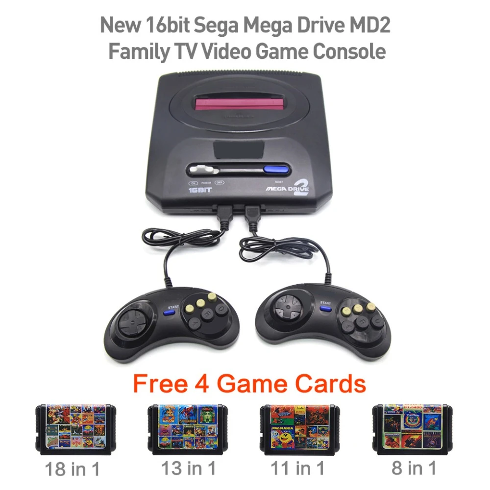 Neue 16bit Sega Mega Drive Md2 Freies 4 Spiel Karten Familie Tv Video Spiel Konsole Spieler Retro Video Spiel Konsole Mit 2 Controller Tv Video Game Tv Video Game Consolevideo Game Console Aliexpress