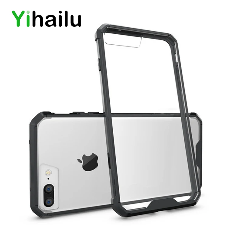 

For iPhone 7 Plus Hybrid Hard Case Soft TPU Frame Transparent Acrylic Back Cover Ultra Thin Drop Resistance Bumper For iPhone7