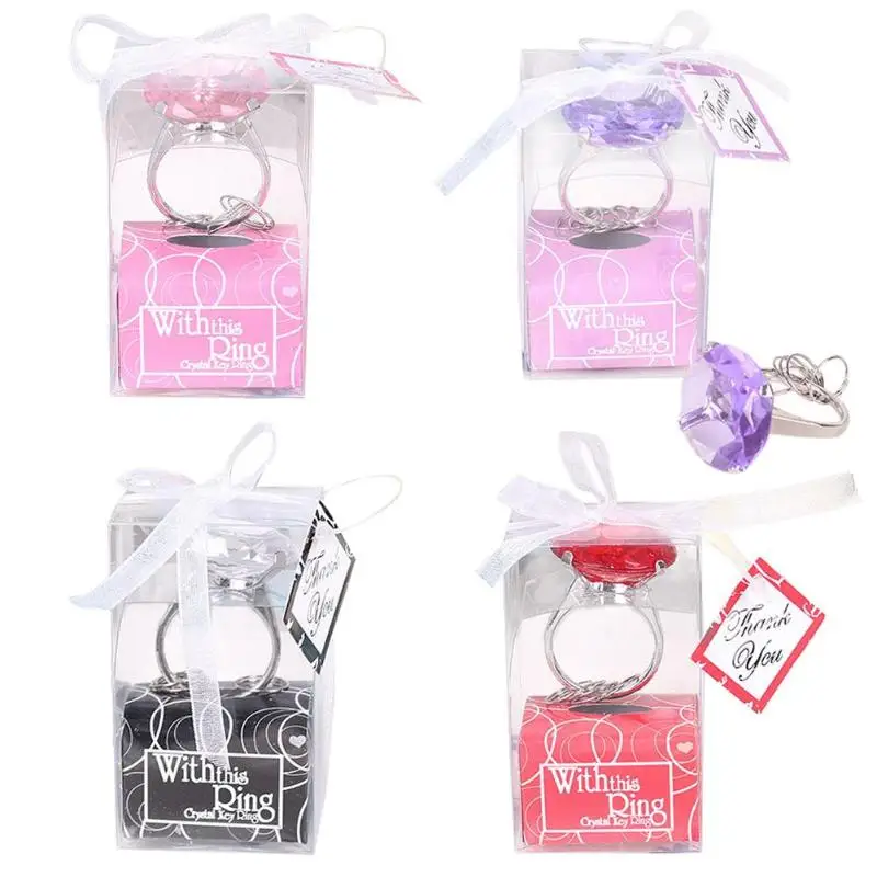 

1pc Diamond Crystal Keychain Wedding Favors And Gifts for Wedding Engagement Crystal Key Ring Christmas Party Gifts Accessories