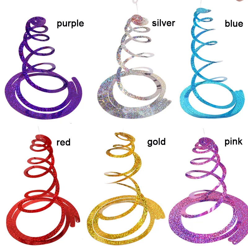 6pcs/pack New Party Decoration Wedding Party Ceiling Decoration Laser PET Double Hanging Swirls Mermaid Party Baby Shower Decor
