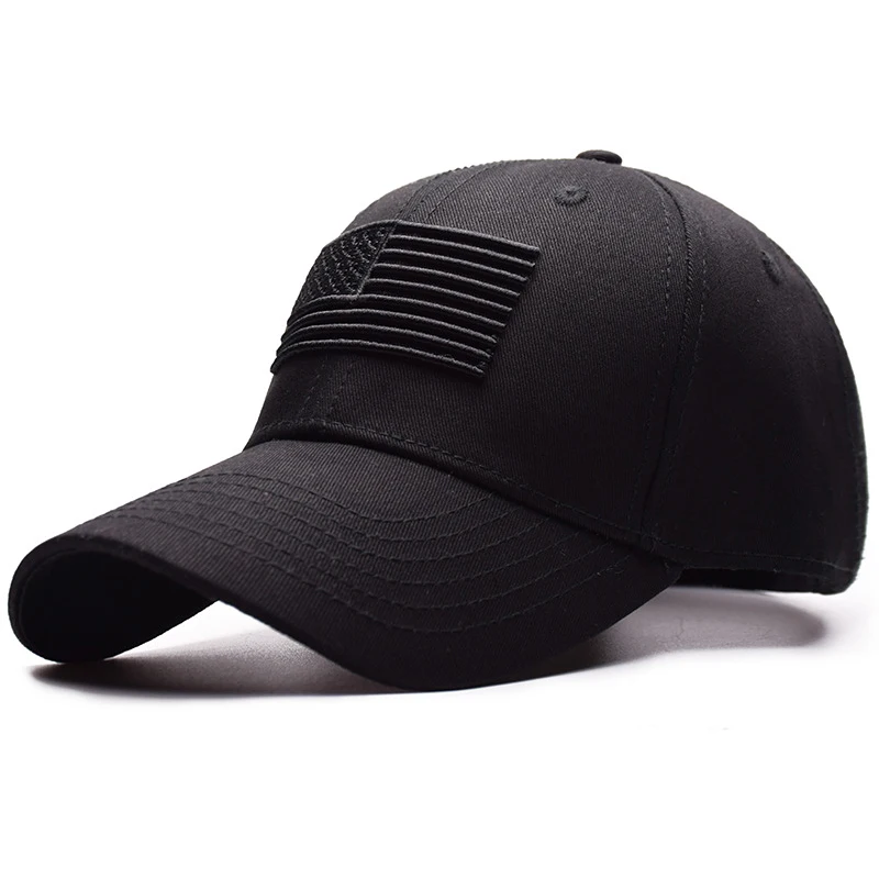 Новая брендовая бейсбольная кепка с флагом США для мужчин и женщин, хлопковая бейсболка, унисекс, американская вышивка, хип-хоп кепка s Gorras Casquette Hombre - Цвет: black