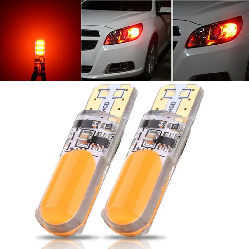 JXLCLYL 2pcs T10 W5W COB LED Car Silica Flash Strobe Width Light Bulb Orange