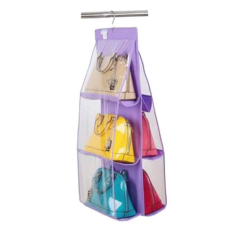 

LASPERAL 6 Pockets Dust-proof Hanging Bag 3 Layer Organizer Home Space PVC Non-woven Perspective Storage Bags