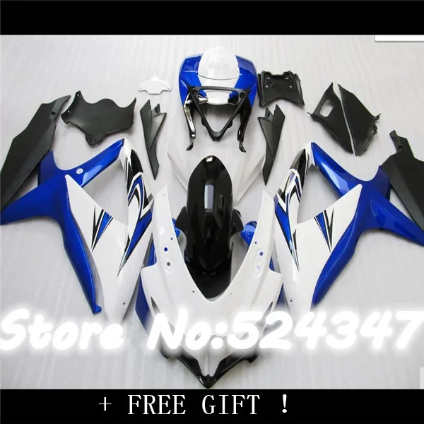 Комплект обтекателей Nn-customized для A 08 09 10 GSXR 600/750 K8 GSXR600 GSXR750 2008 2009 2010 Белый Синий
