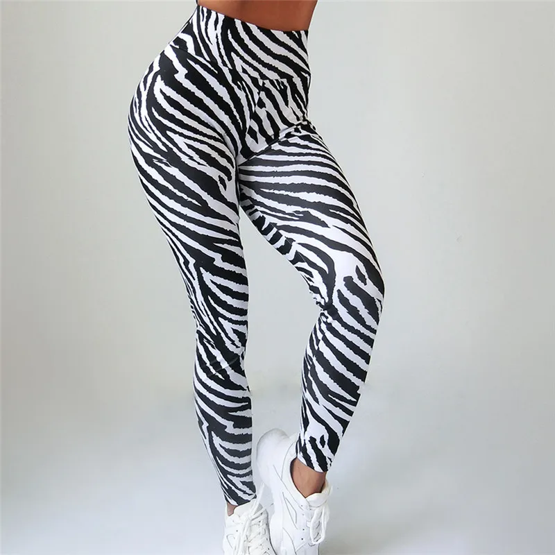 

2019 Women High Waist Leggings Zebra Prints Slim Pants Running Sport Trousers Ladies Denim Skinny Push Up Jogging
