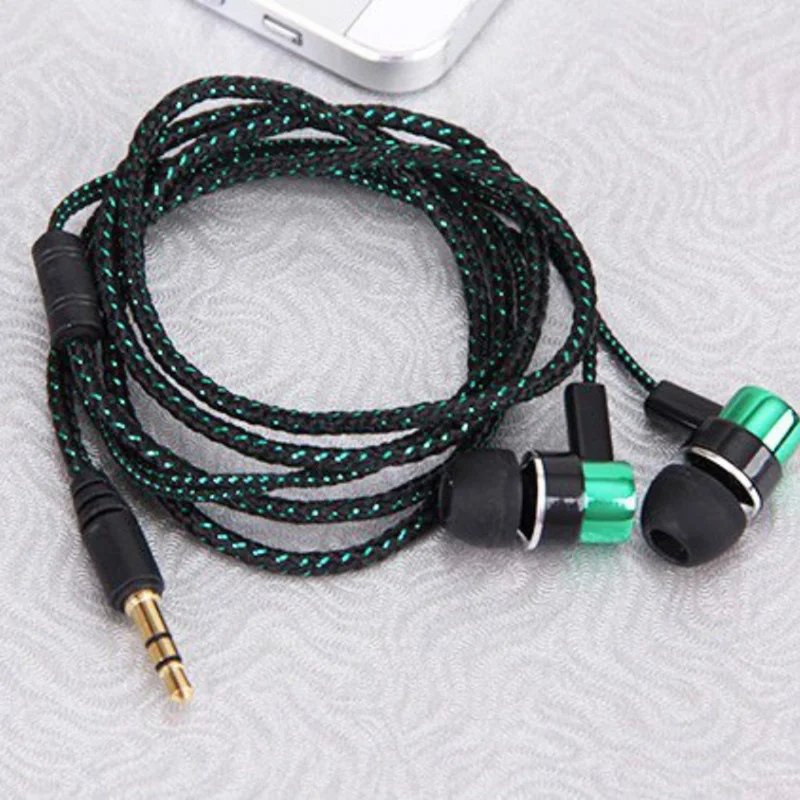 

Non Wireless Earphones Earphone for MP3 MP4 Wiring Subwoofer Headset Ear Braided Rope Wire Cloth Rope Earplug Noise Isolating