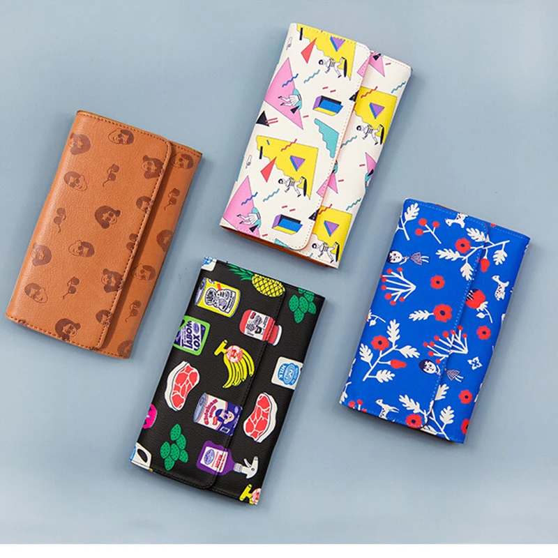 Women Wallet, Vintage Cartoon Printed Creative Wallet PU Leather Clutch Purse Card Coin Lady Bag Gift LL1494